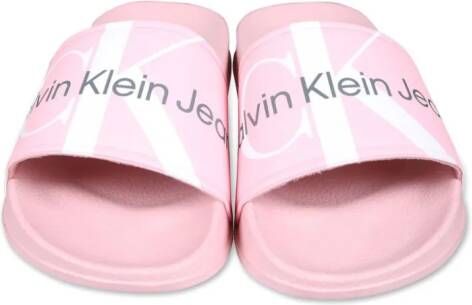 Calvin Klein Kids logo-print pool slides Pink
