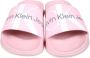 Calvin Klein Kids logo-print pool slides Pink - Thumbnail 3