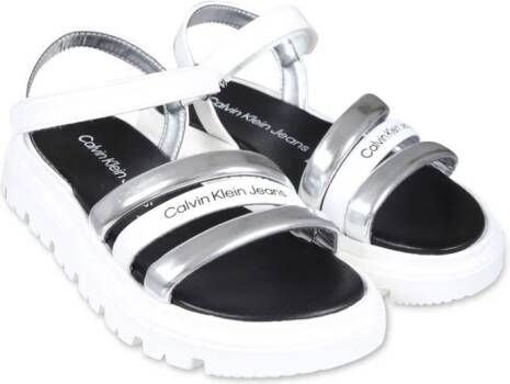 Calvin Klein Kids logo-print strappy sandals White