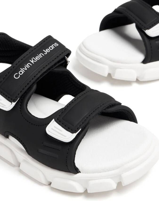 Calvin Klein Kids logo-print touch-strap sandals Black