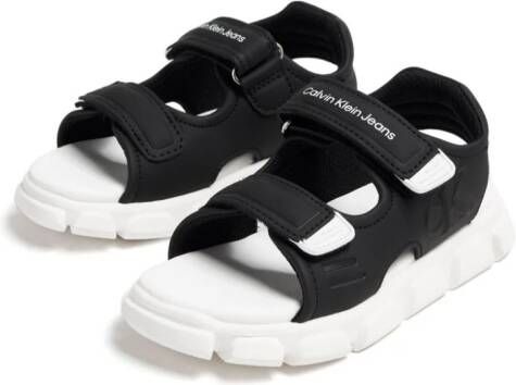 Calvin Klein Kids logo-print touch-strap sandals Black