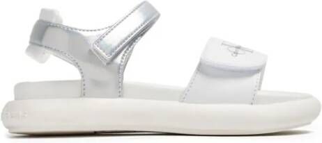 Calvin Klein Kids logo-print touch-strap sandals White