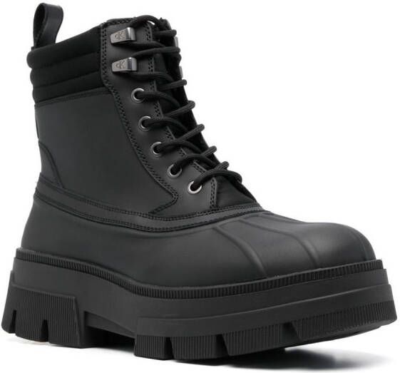 Calvin Klein lace-up combat Chelsea boots Black