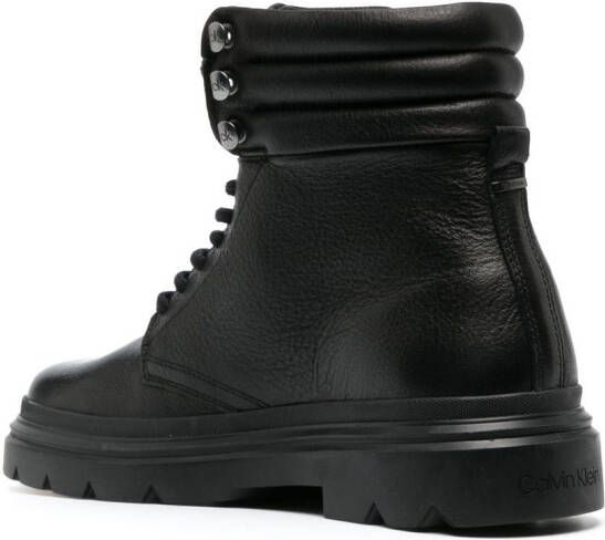 Calvin Klein lace-up leather ankle boots Black