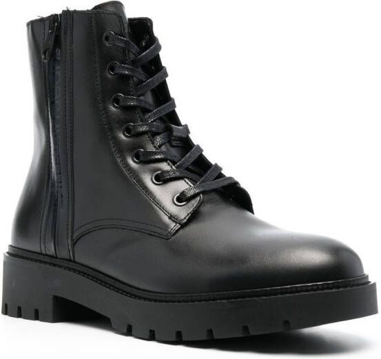 Calvin Klein lace-up leather combat boots Black