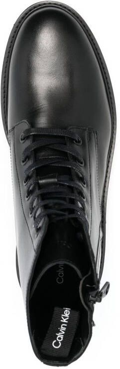 Calvin Klein lace-up leather combat boots Black