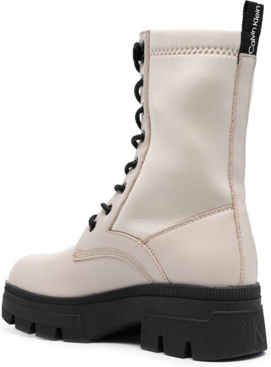 Calvin Klein lace-up leather combat boots Neutrals