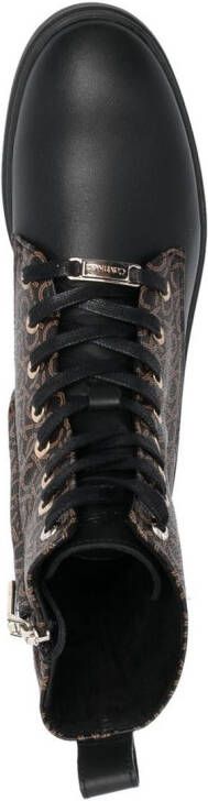 Calvin Klein lace-up monogram biker boots Black