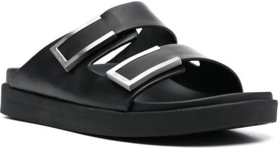 Calvin Klein leather buckle sandals Black
