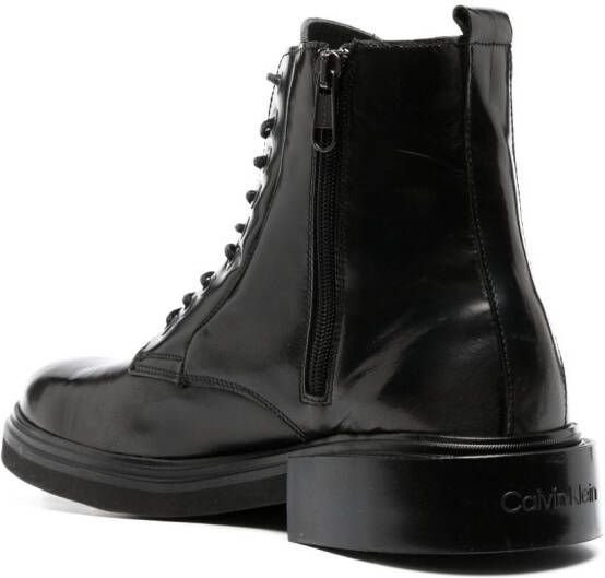 Calvin Klein leather lace-up boots Black