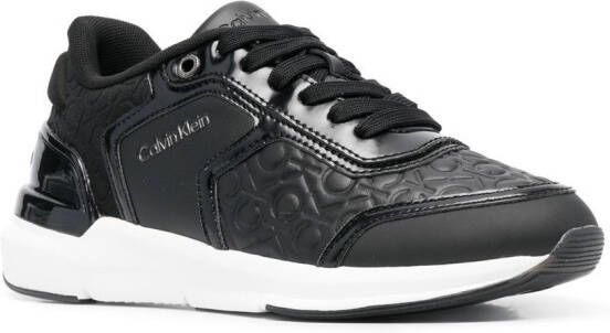 Calvin Klein leather monogram-pattern sneakers Black