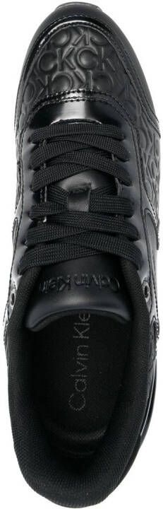 Calvin Klein leather monogram-pattern sneakers Black