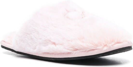 Calvin Klein logo appliqué faux-fur slippers Pink