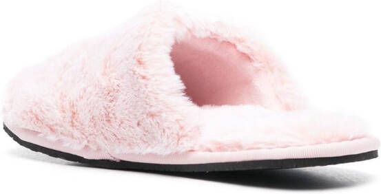 Calvin Klein logo appliqué faux-fur slippers Pink
