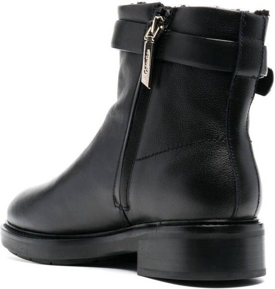 Calvin Klein logo-buckle ankle boots Black
