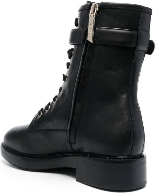 Calvin Klein logo-buckle combat boots Black