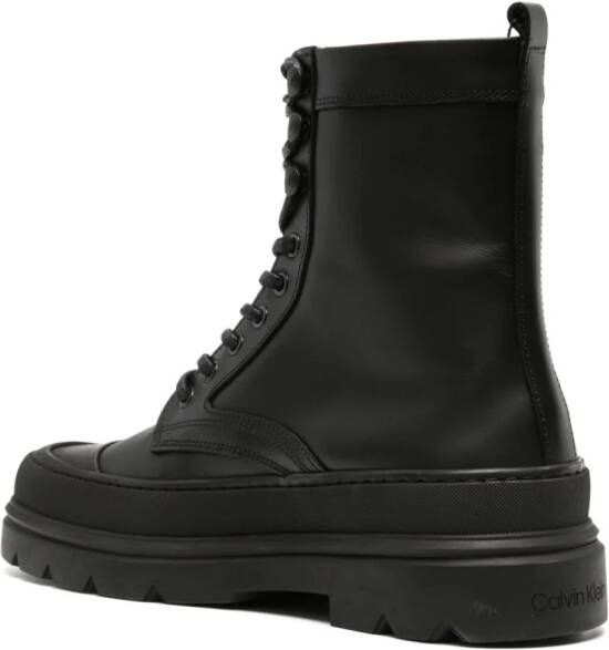 Calvin Klein logo-debossed leather ankle boots Black