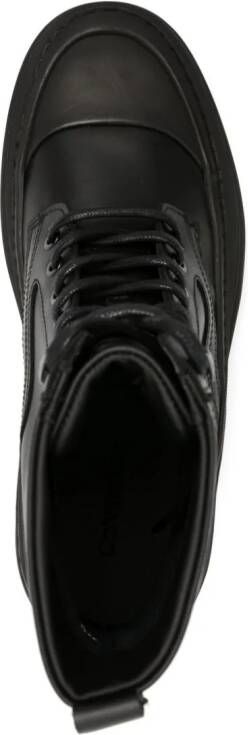 Calvin Klein logo-debossed leather ankle boots Black