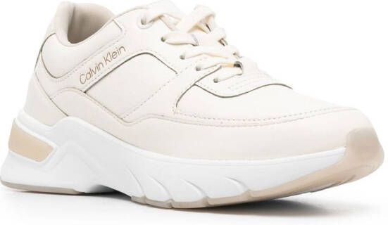 Calvin Klein logo-embroidered panelled sneakers Neutrals