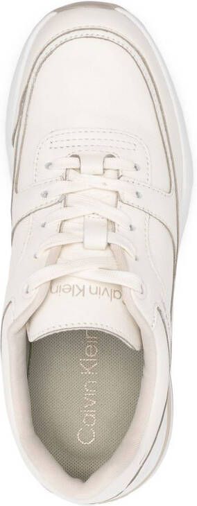 Calvin Klein logo-embroidered panelled sneakers Neutrals