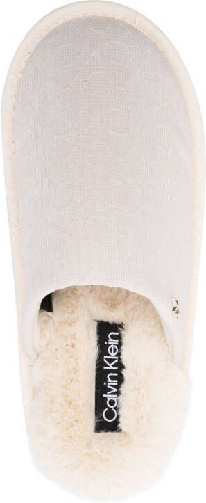 Calvin Klein logo-jacquard lined slippers Neutrals
