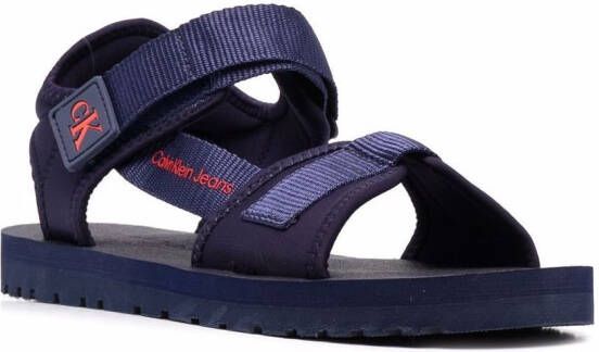 Calvin Klein logo-patch touch-strap sandals Blue
