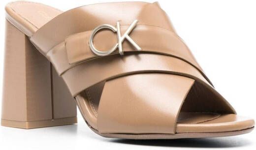 Calvin Klein logo-plaque 95mm mules Neutrals