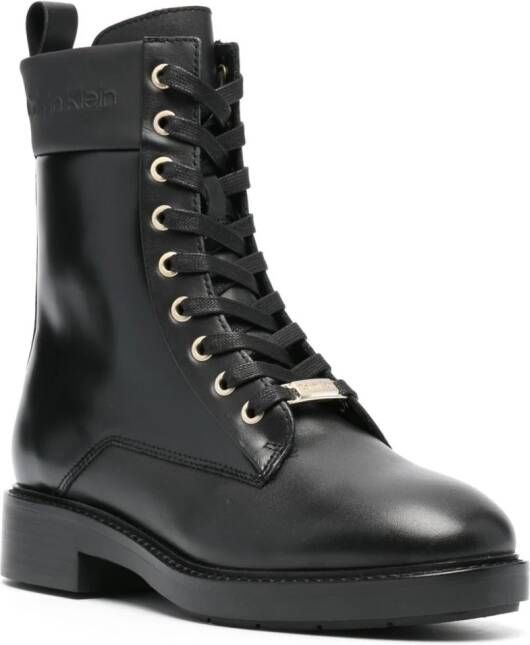Calvin Klein logo-plaque leather boots Black