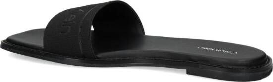 Calvin Klein logo-print elasticated-strap slides Black