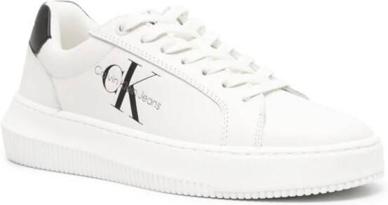 Calvin Klein logo-print leather sneakers White