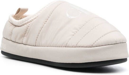 Calvin Klein logo-print padded slippers Neutrals