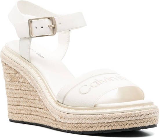 Calvin Klein logo-print raffia sandals Neutrals
