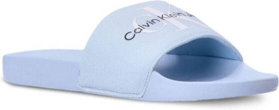 Calvin Klein logo-print round-toe slides Blue