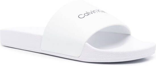 Calvin Klein logo-print slides White