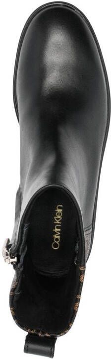 Calvin Klein monogram-print leather ankle boots Black