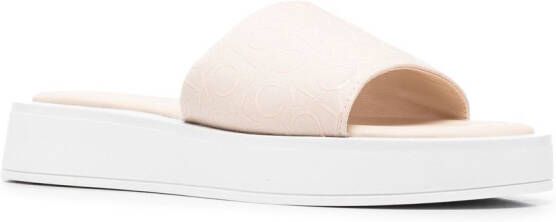 Calvin Klein monogram-vamp chunky sole slides Neutrals