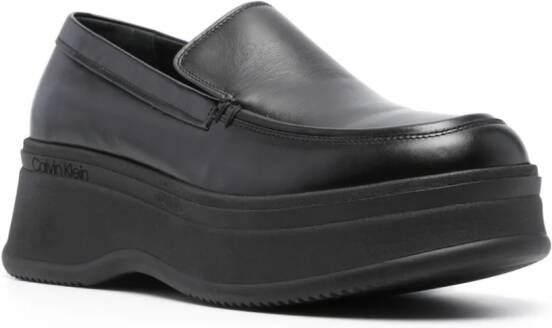 Calvin Klein round-toe leather loafers Black