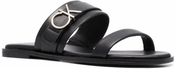 Calvin Klein slip-on leather sandals Black