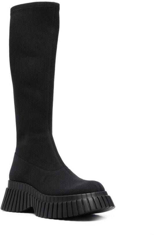 Camper 70mm knitted platform boots Black