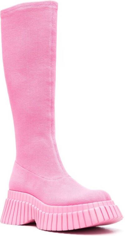 Camper 70mm knitted platform boots Pink