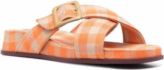 Camper Atonik gingham-check print slides Orange