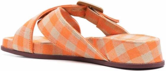 Camper Atonik gingham-check print slides Orange