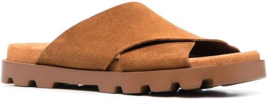 Camper Brutus cross-strap slide sandals Brown