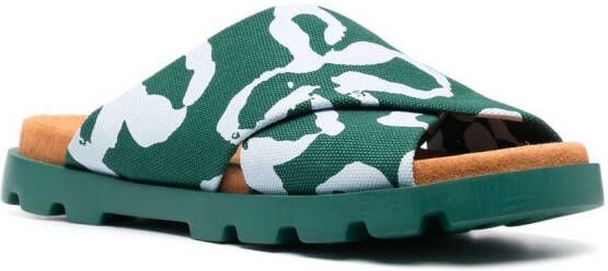 Camper Brutus printed cross-strap sandals Green