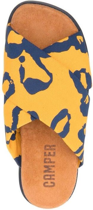 Camper Brutus printed crossover strap sandals Yellow