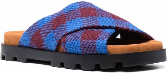 Camper check-print sandals Blue