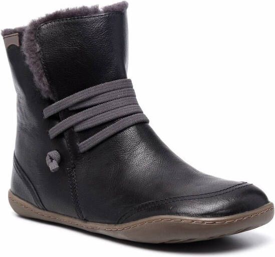 Camper faux-fur lined leather ankle boots Black