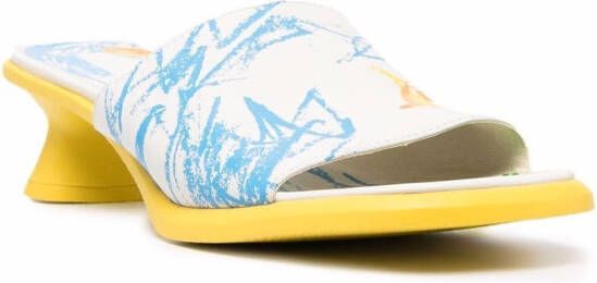 Camper graphic-print leather mules White