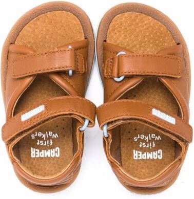 Camper Kids Bicho touch-strap leather sandals Brown