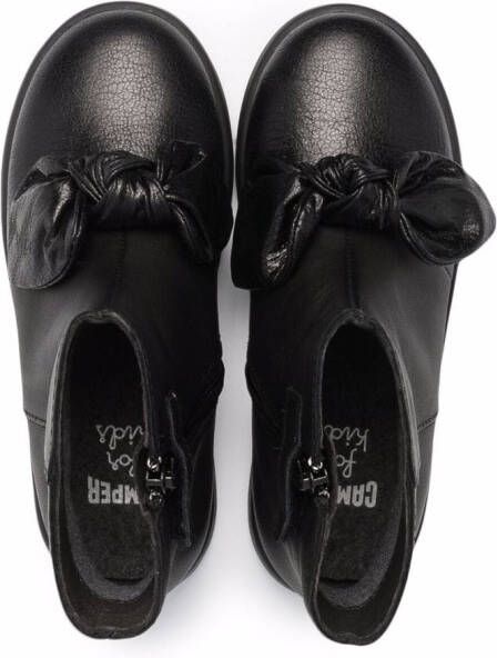 Camper Kids bow-detail ankle leather boots Black
